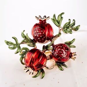 Red Enamel Pomegranate Brooch